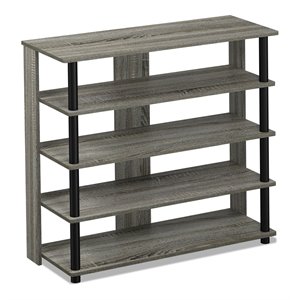 Pemberly Row Turn-N-Tube Engineered Wood 5-Tier Wide Shoe Rack - French Oak Gray