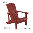 Pemberly Row Farmhouse Faux Wood Adirondack Chair In Red Finish