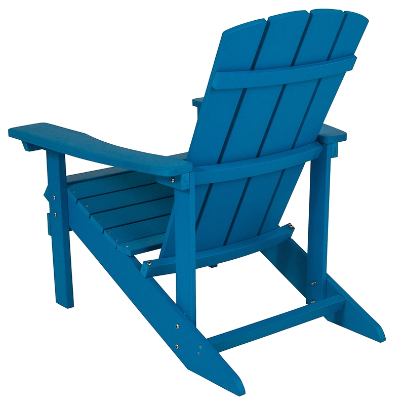 Pemberly Row Farmhouse Faux Wood Adirondack Chair In Blue Finish