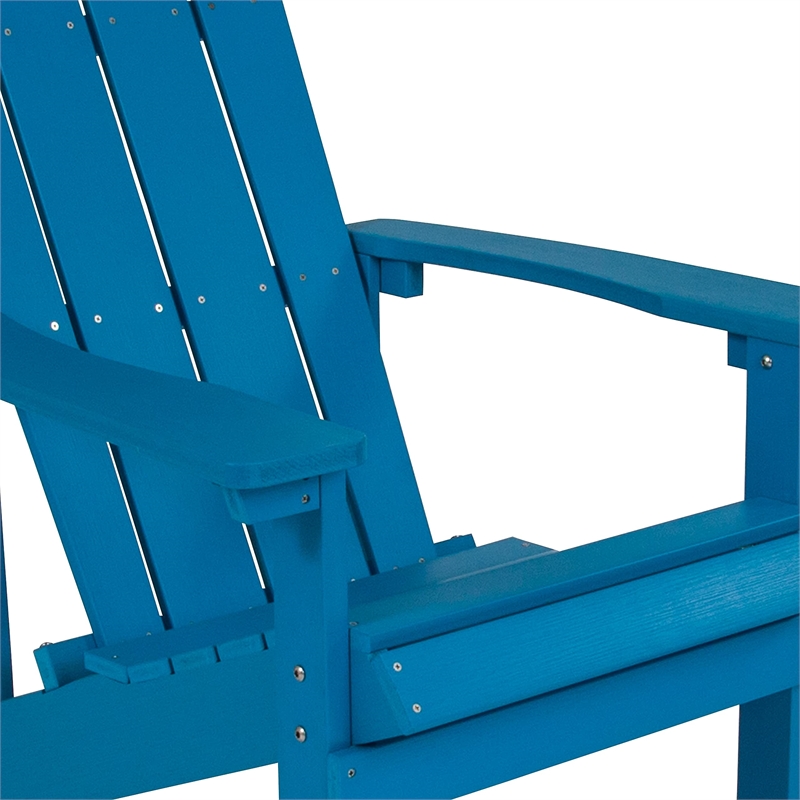 Pemberly Row Farmhouse Faux Wood Adirondack Chair In Blue Finish