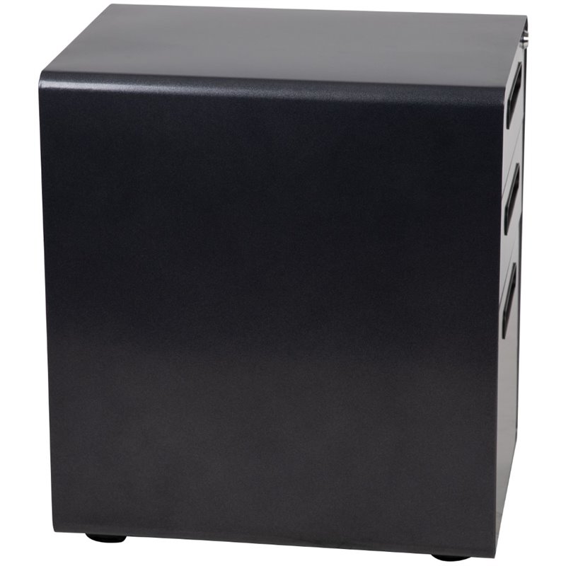 Pemberly Row Contemporary 3 Drawer Modern Mobile File Cabinet in Black
