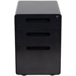 Pemberly Row Contemporary 3 Drawer Modern Mobile File Cabinet in Black