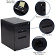 Pemberly Row Contemporary 3 Drawer Modern Mobile File Cabinet in Black