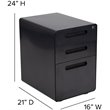 Pemberly Row Contemporary 3 Drawer Modern Mobile File Cabinet in Black