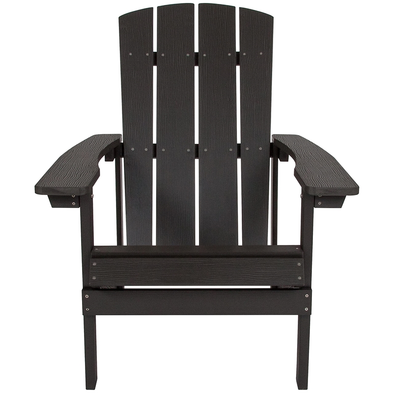 Pemberly Row Farmhouse Faux Wood Adirondack Chair In Slate Gray