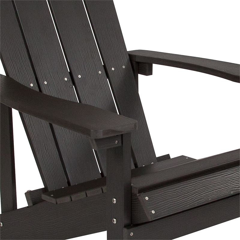 Pemberly Row Farmhouse Faux Wood Adirondack Chair In Slate Gray