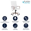 Pemberly Row Contemporary High Back Leather Swivel Office Chair in White