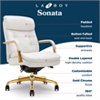 Pemberly Row Executive MidBack Office Chair Bonded Leather White and Gold