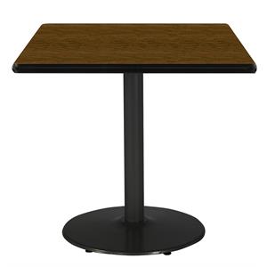 Pemberly Row 42&quot Square Breakroom Table with Walnut Top Round Black Base