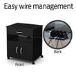 Pemberly Row Contemporary Wood Microwave Cart in Pure Black Finish