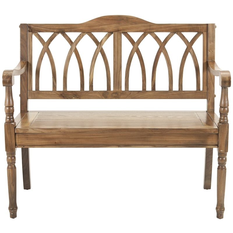 Pemberly Row Modern / Contemporary Pine Wood Bench in Oak Finish