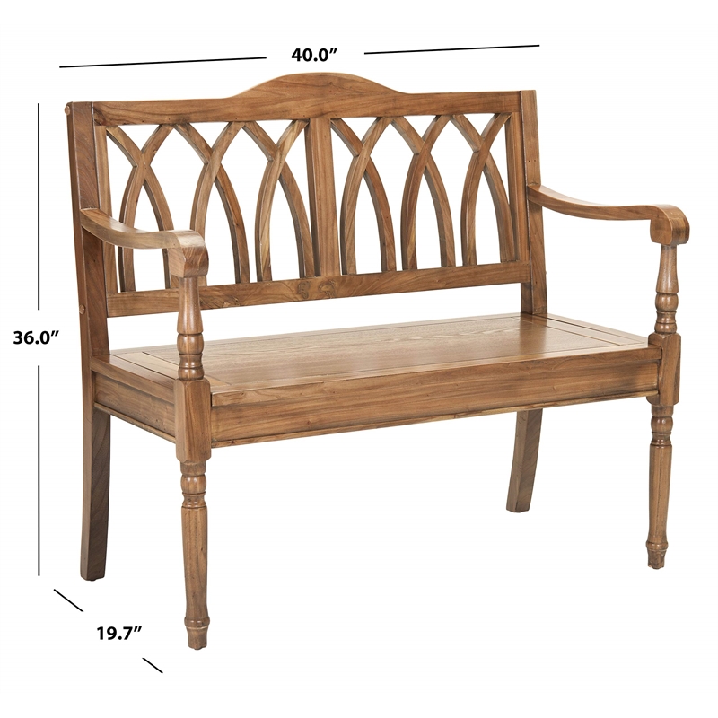 Pemberly Row Modern / Contemporary Pine Wood Bench in Oak Finish