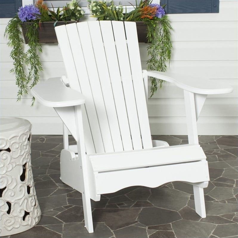 Pemberly Row Modern / Contemporary Acacia Chair in White Finish