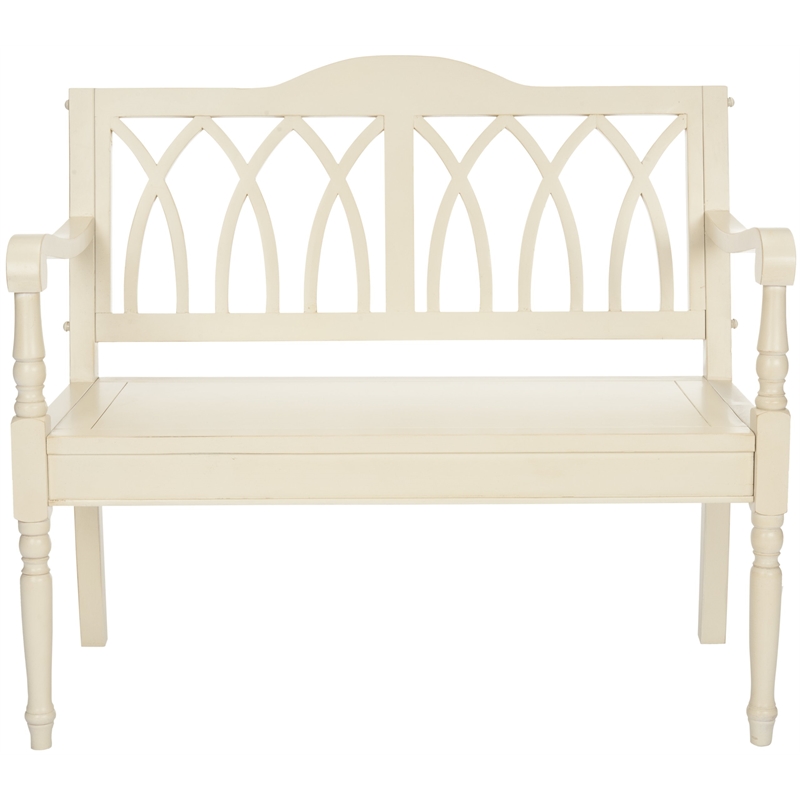 Pemberly Row Modern / Contemporary Poplar Wood Bench in White