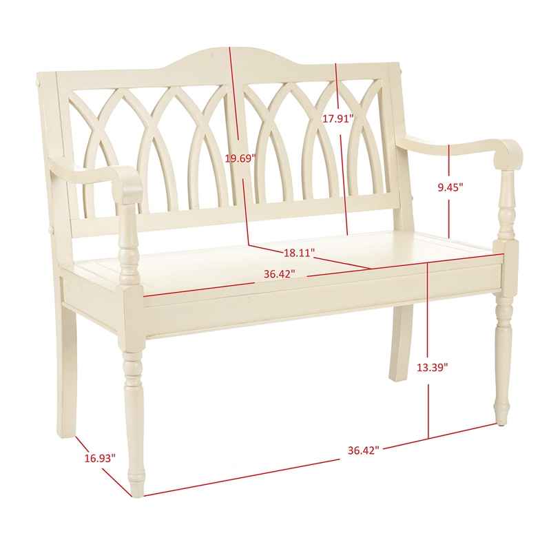 Pemberly Row Modern / Contemporary Poplar Wood Bench in White