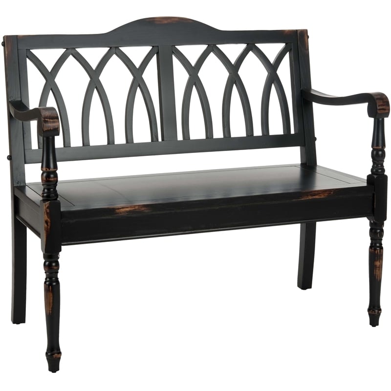 Pemberly Row Modern / Contemporary Poplar Wood Bench in Black