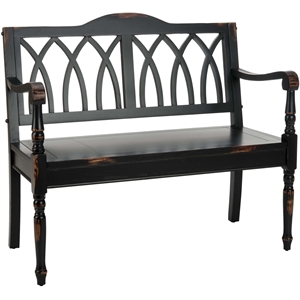 Pemberly Row Modern / Contemporary Poplar Wood Bench in Black