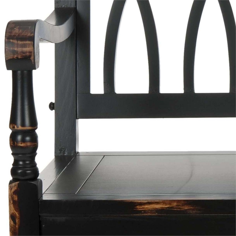 Pemberly Row Modern / Contemporary Poplar Wood Bench in Black