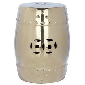 Pemberly Row Contemporary Ceramic Garden Stool in Gold Finish
