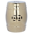 Pemberly Row Contemporary Ceramic Garden Stool in Gold Finish
