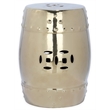 Pemberly Row Contemporary Ceramic Garden Stool in Gold Finish
