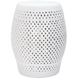 Pemberly Row Contemporary Ceramic Garden Stool in White Finish