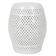 Pemberly Row Contemporary Ceramic Garden Stool in White Finish