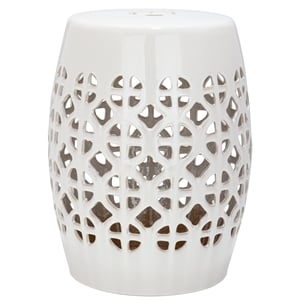 Pemberly Row Contemporary Ceramic Garden Stool in Cream Finish