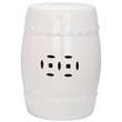 Pemberly Row Contemporary Ceramic Garden Stool in Cream Finish