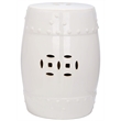 Pemberly Row Contemporary Ceramic Garden Stool in Cream Finish