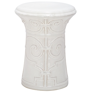 Pemberly Row Contemporary Ceramic Garden Stool in White Finish