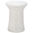 Pemberly Row Contemporary Ceramic Garden Stool in White Finish