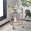 Pemberly Row Contemporary 2 Tier Glass Bar Cart in Gold Finish