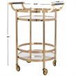 Pemberly Row Contemporary 2 Tier Glass Bar Cart in Gold Finish