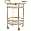 Pemberly Row Contemporary 2 Tier Glass Bar Cart in Gold Finish
