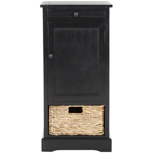 Pemberly Row Contemporary Wood Tall Storage Unit in Black Finish