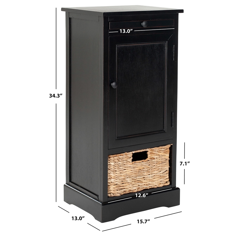 Pemberly Row Contemporary Wood Tall Storage Unit in Black Finish