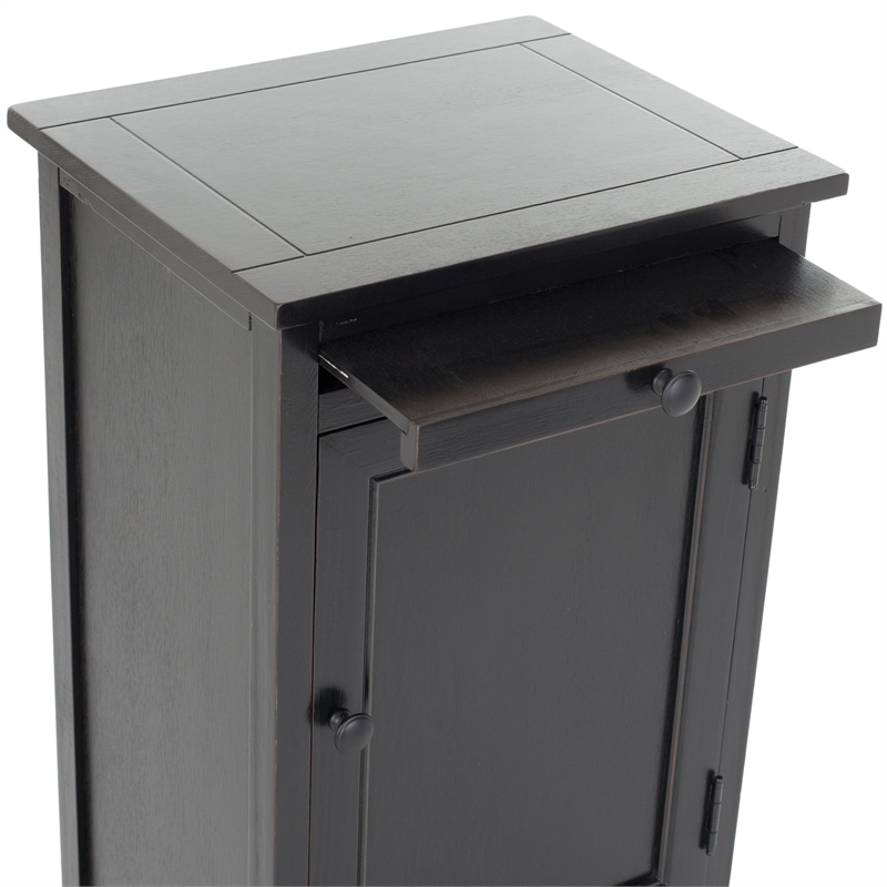 Pemberly Row Contemporary Wood Tall Storage Unit in Black Finish