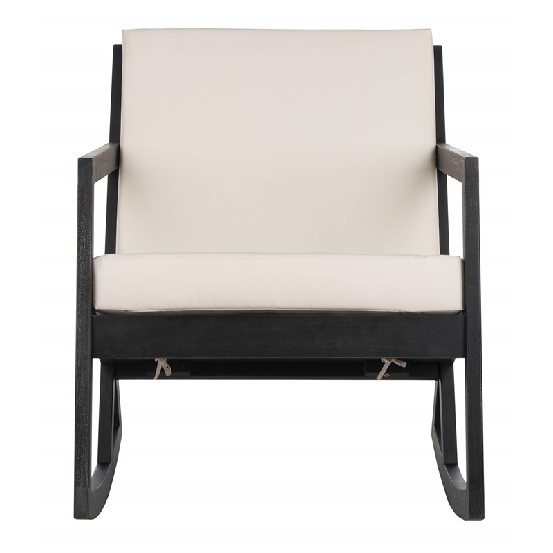 Pemberly Row Contemporary Patio Rocker in Black and White Finish