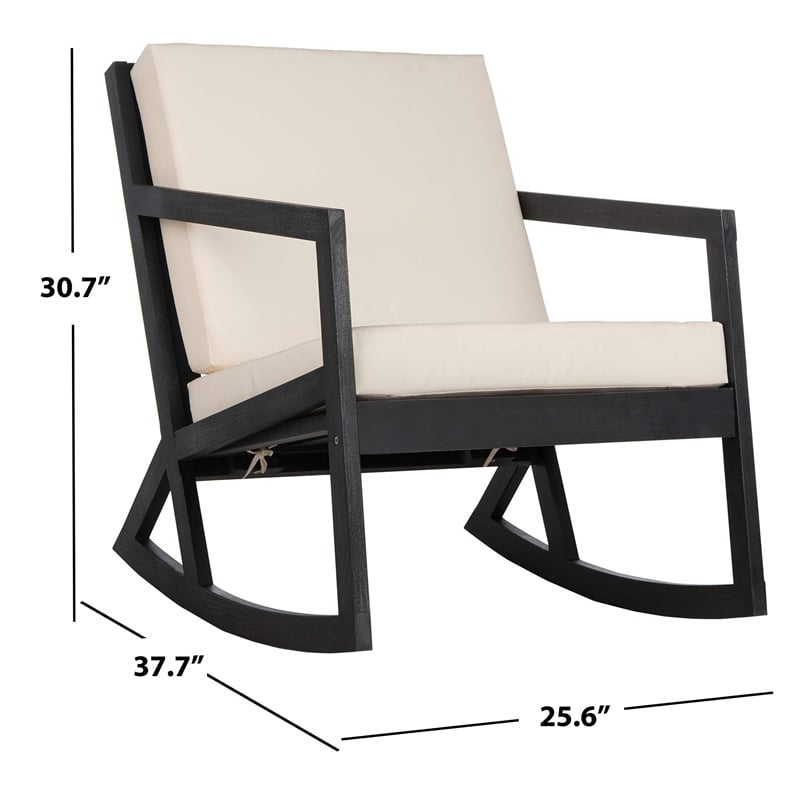 Pemberly Row Contemporary Patio Rocker in Black and White Finish