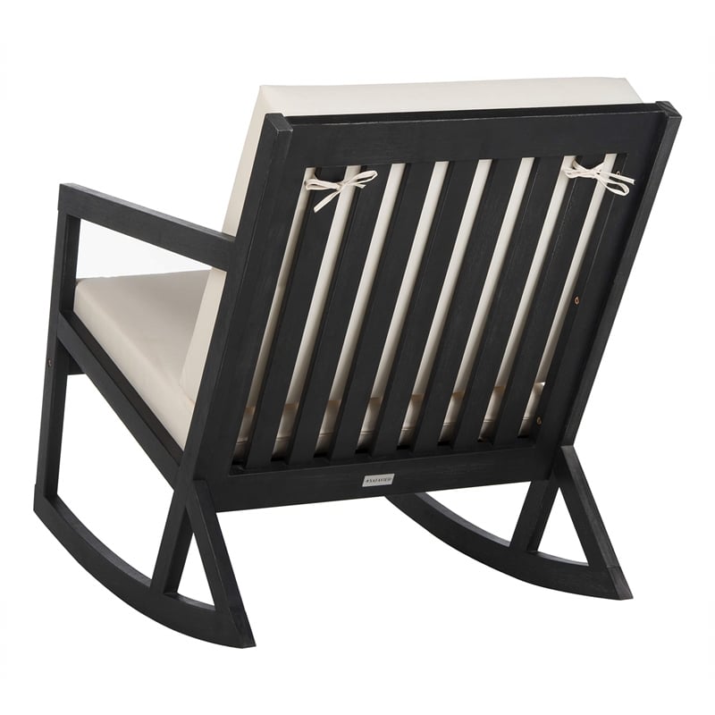 Pemberly Row Contemporary Patio Rocker in Black and White Finish