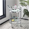 Pemberly Row Contemporary 2 Tier Glass Bar Cart in Chrome Finish