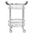 Pemberly Row Contemporary 2 Tier Glass Bar Cart in Chrome Finish