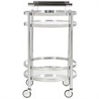 Pemberly Row Contemporary 2 Tier Glass Bar Cart in Chrome Finish