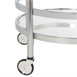 Pemberly Row Contemporary 2 Tier Glass Bar Cart in Chrome Finish