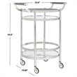 Pemberly Row Contemporary 2 Tier Glass Bar Cart in Chrome Finish