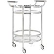 Pemberly Row Contemporary 2 Tier Glass Bar Cart in Chrome Finish