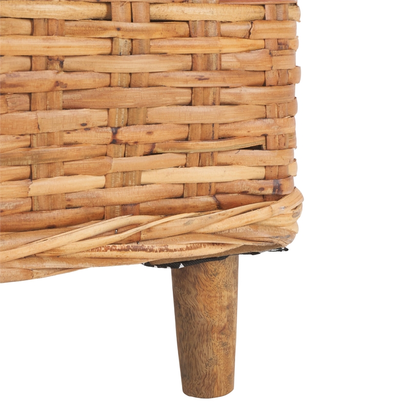 Pemberly Row Contemporary Mango Wood Barrel Chair in Honey Finish