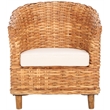 Pemberly Row Contemporary Mango Wood Barrel Chair in Honey Finish