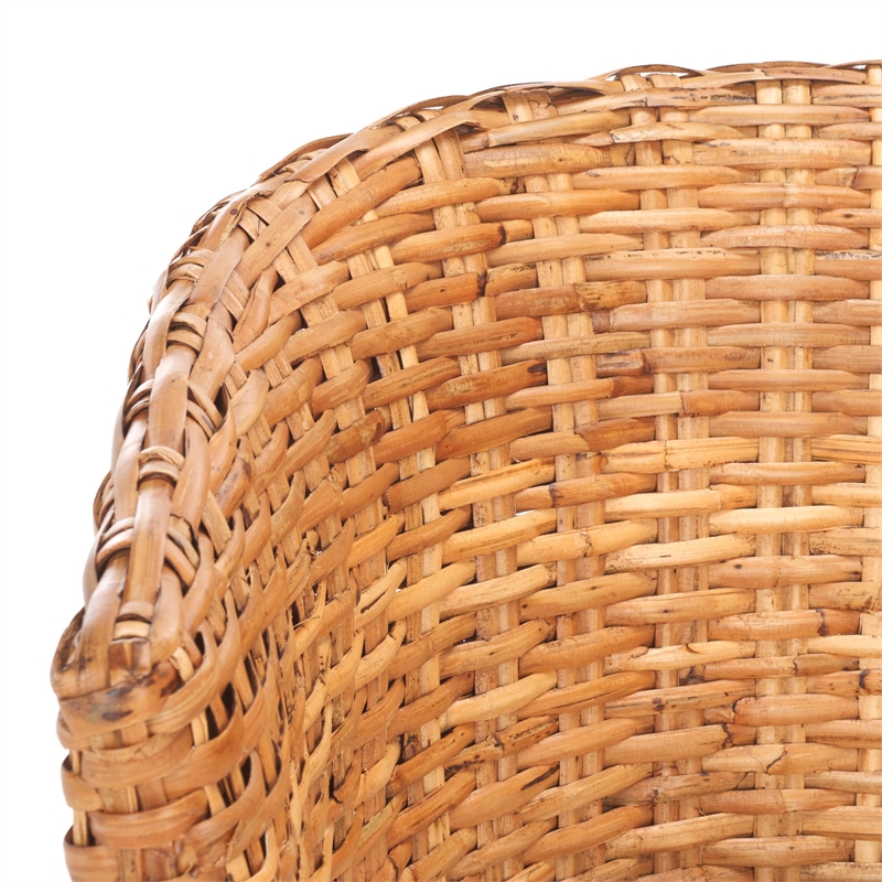 Pemberly Row Contemporary Mango Wood Barrel Chair in Honey Finish